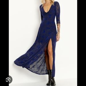 Blackmilk flocktapus 3/4 sleeve blue maxi dress